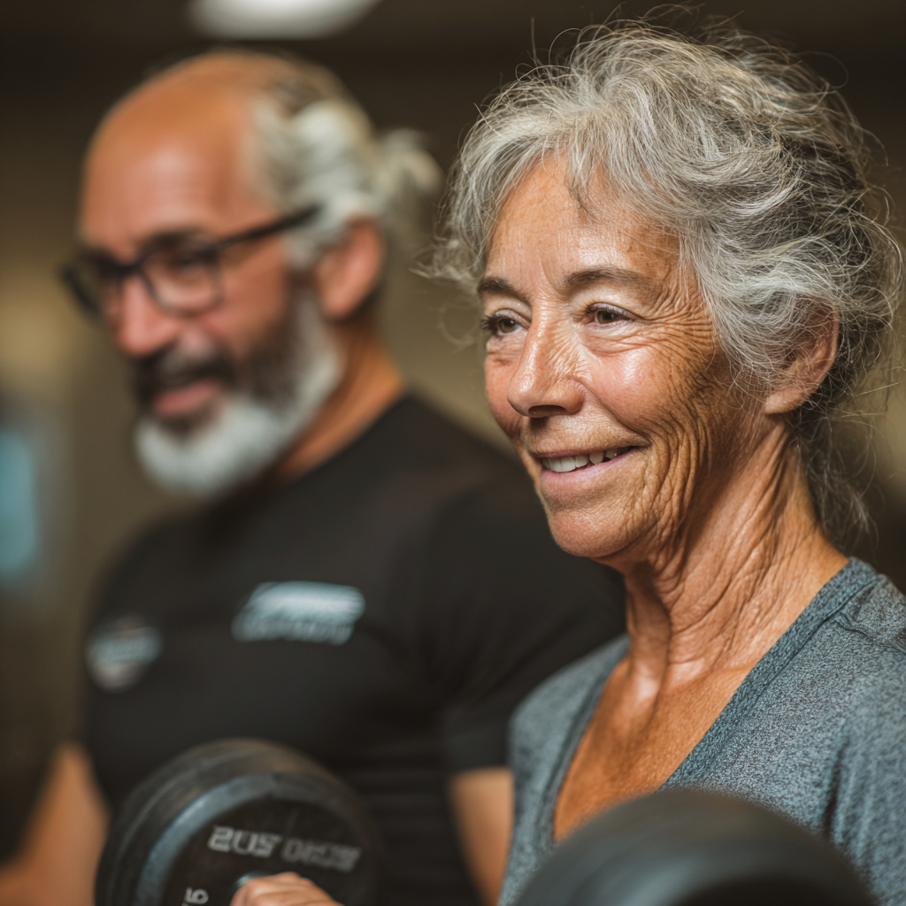 Professional trainer working with older adults in personalized fitness session